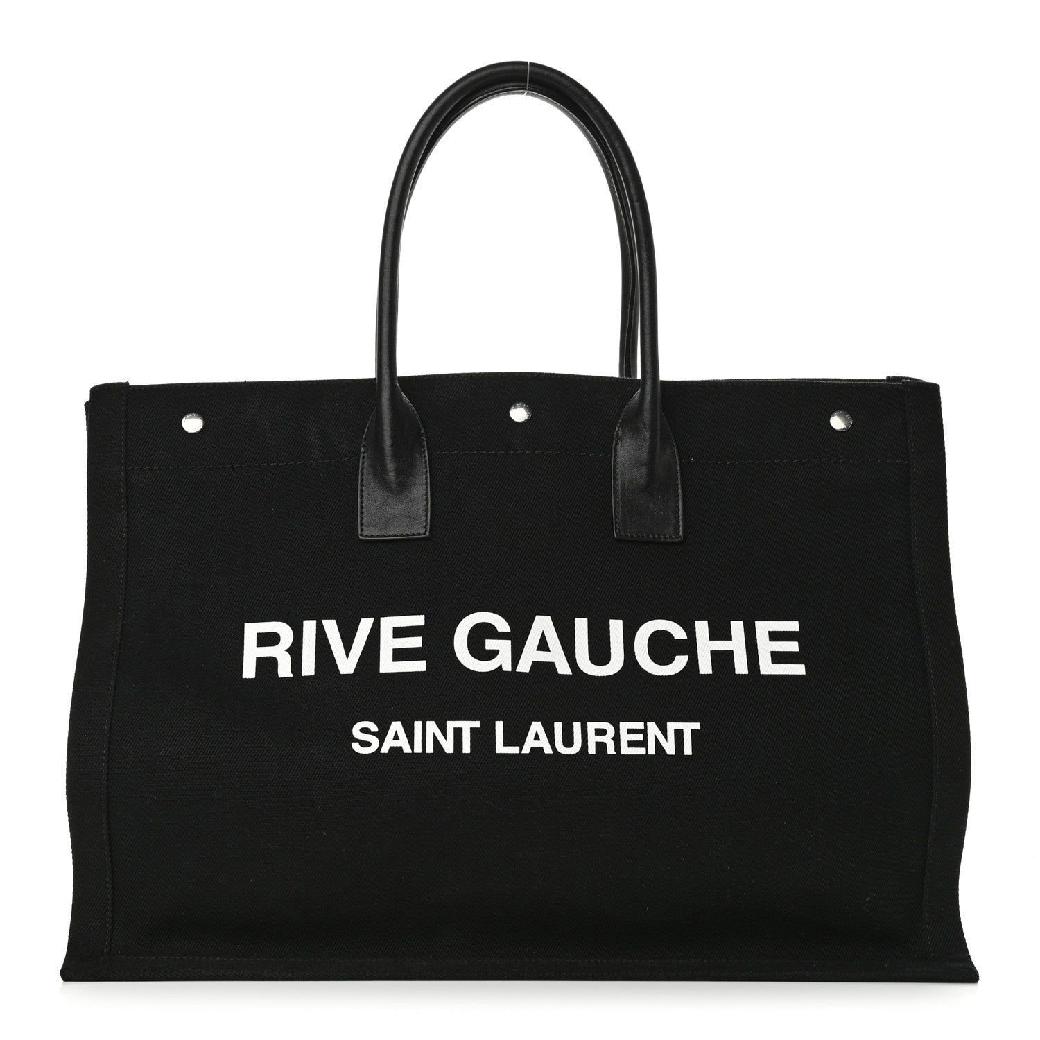Saint Laurent Linen Calfskin Rive Gauche Tote Black 1 of 21