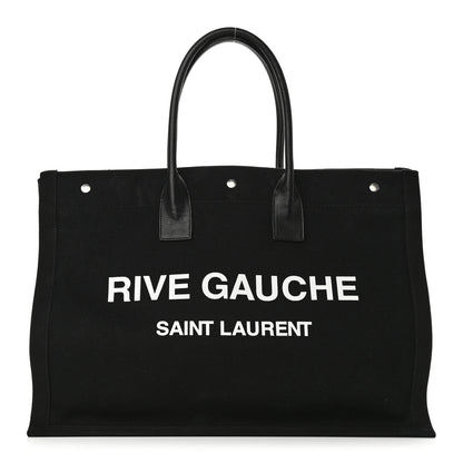 Saint Laurent Linen Calfskin Rive Gauche Tote Black 1 of 21