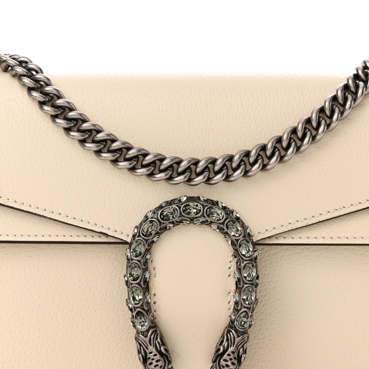 Textured Calfskin Crystal Small Dionysus Shoulder Bag Mystic White