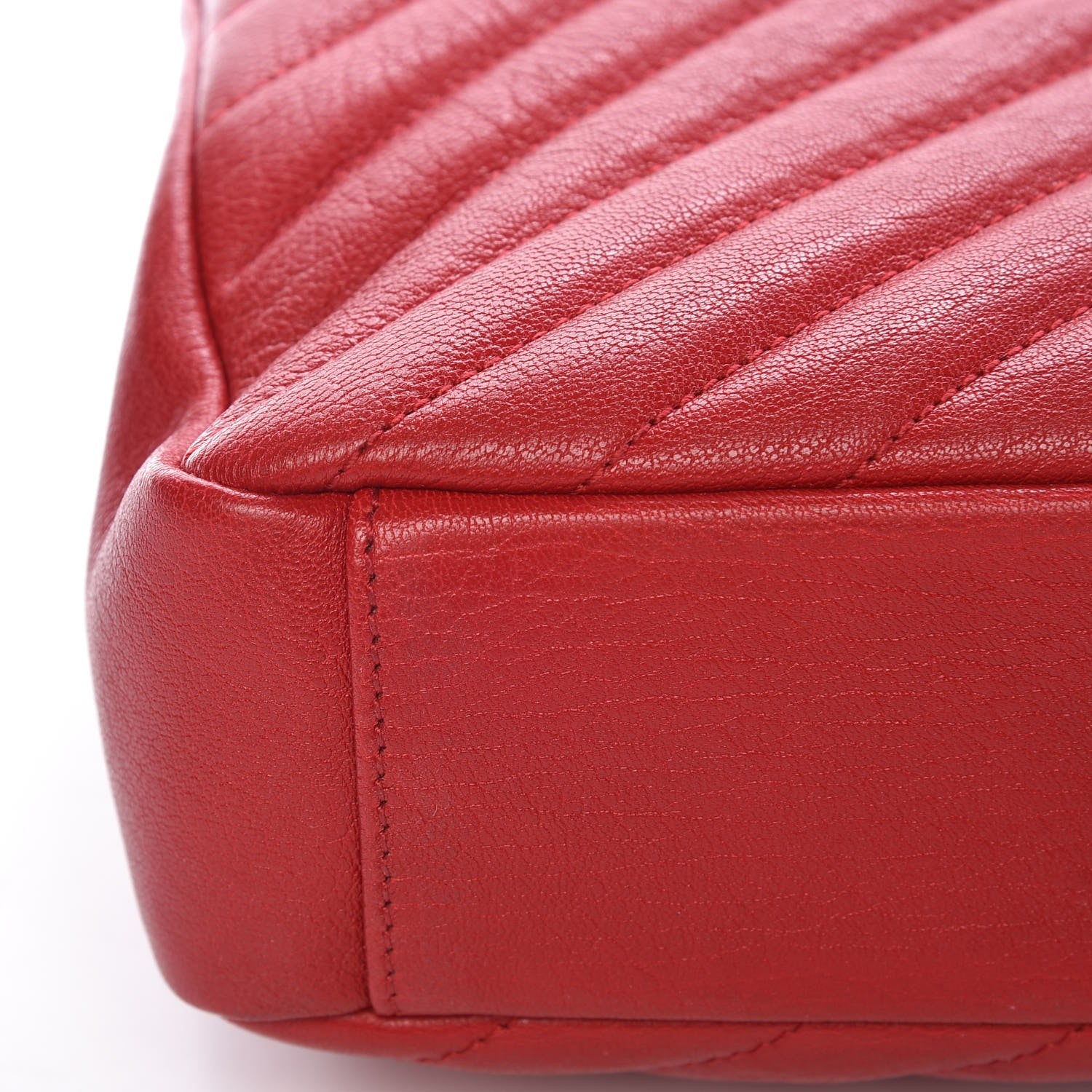 Saint Laurent Sheepskin Matelasse Chevron Monogram Medium College Bag Rouge 13 of 14