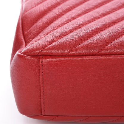 Saint Laurent Sheepskin Matelasse Chevron Monogram Medium College Bag Rouge 13 of 14