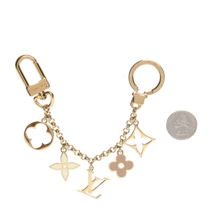 Louis Vuitton Brass Enamel Fleur De Monogram Bag Charm Chain Gold 2 of 3
