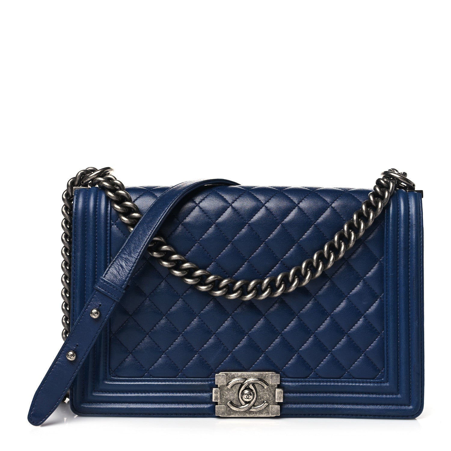 Chanel Calfskin Quilted New Medium Boy Flap Dark Blue 1 of 10