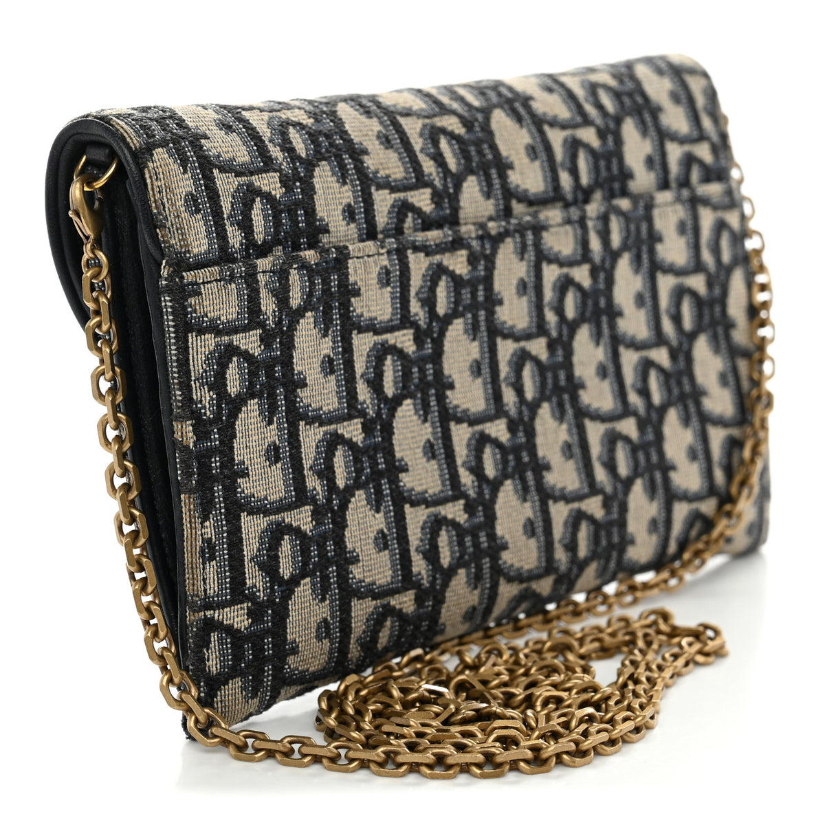 Christian Dior Oblique Small Saddle Chain Pouch Blue 4 of 13