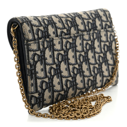 Christian Dior Oblique Small Saddle Chain Pouch Blue 4 of 13