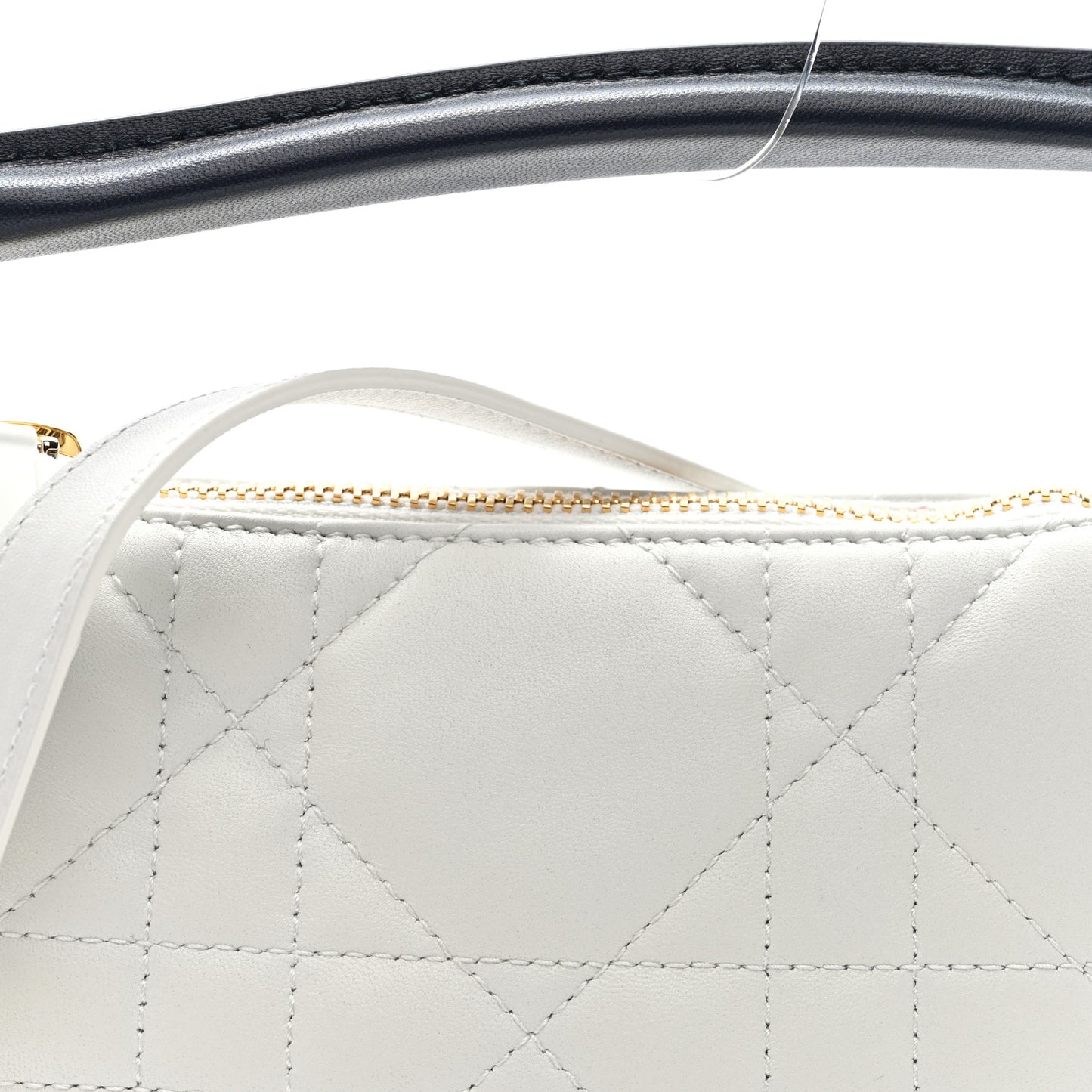 Lambskin Cannage Micro Dior Vibe Hobo Bag White