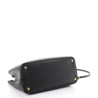Prada Saffiano Cuir Medium Double Bag Black Fuoco 4 of 10