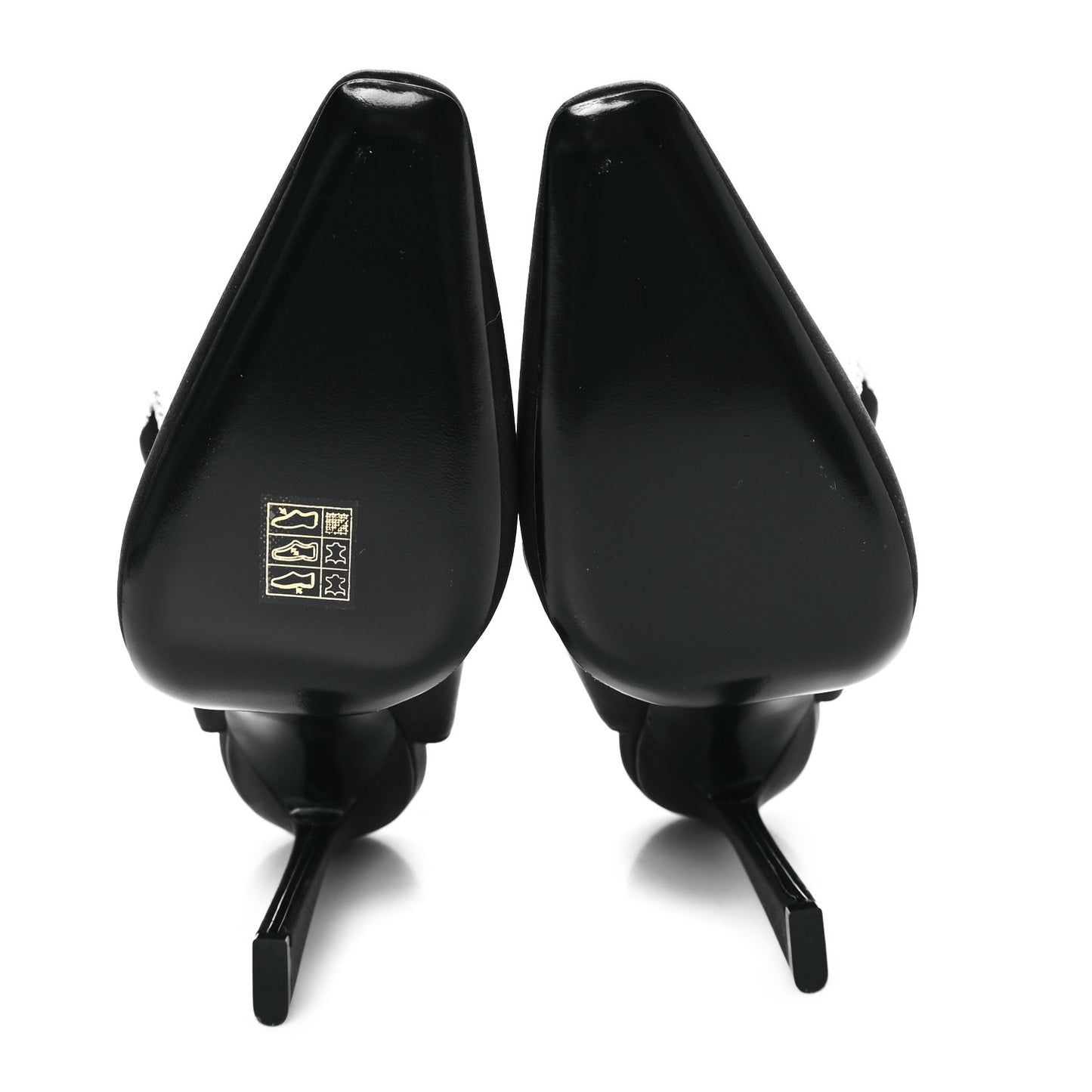 Crepe Satin Crystal Buckle Claude 110 Slingback Pumps 38 Black