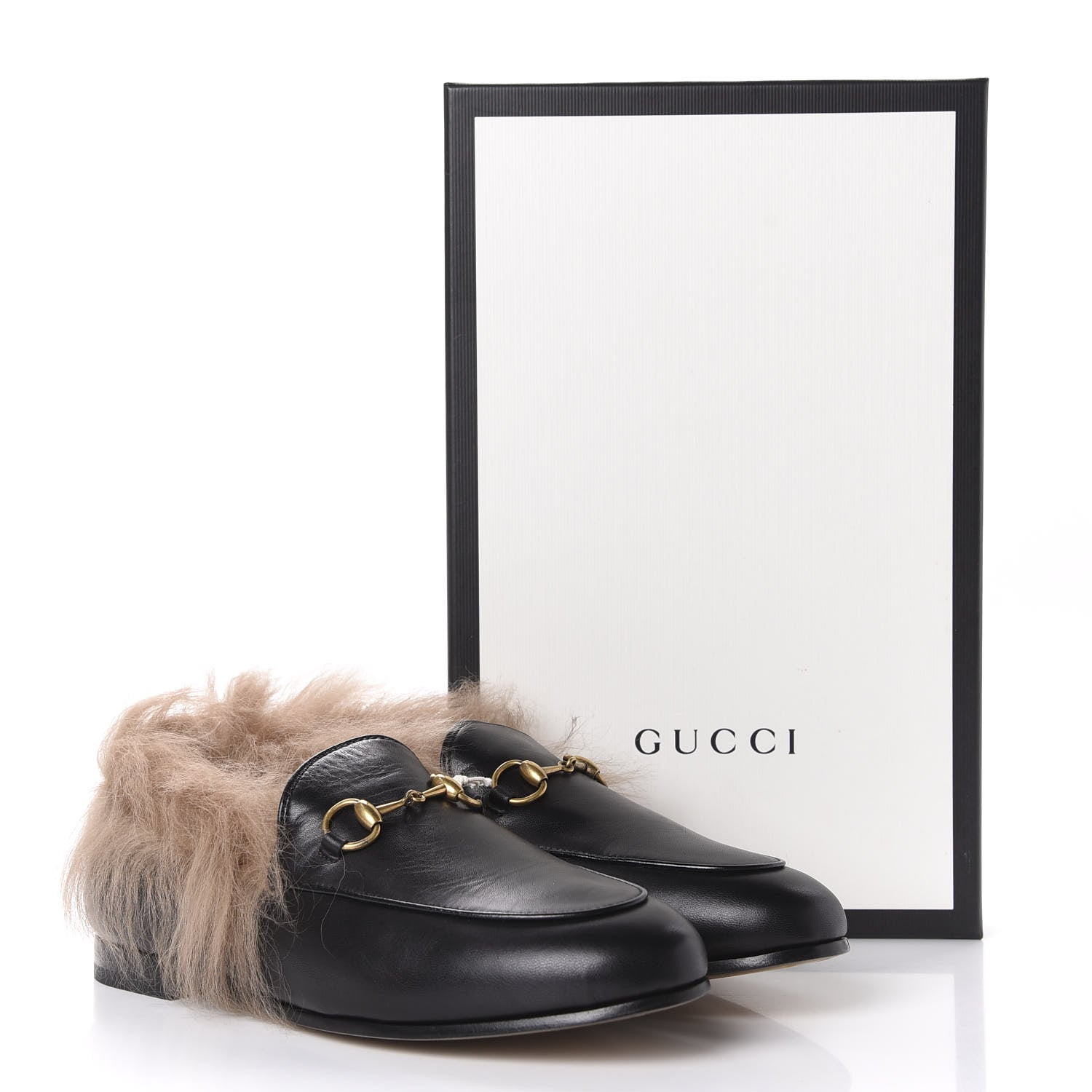 Gucci Malaga Kid Fur Womens Jordaan Loafers 37 Black Natural 9 of 9