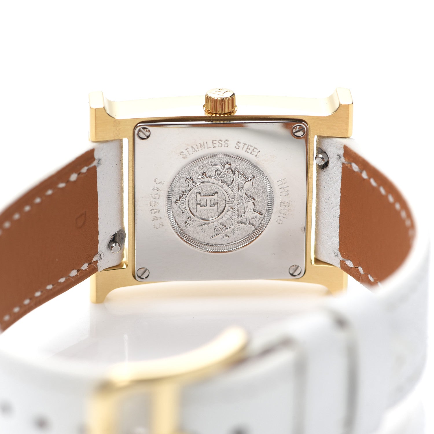 Hermes Stainless Steel Epsom 21mm Heure H Hour Quartz Watch Blanc 4 of 5