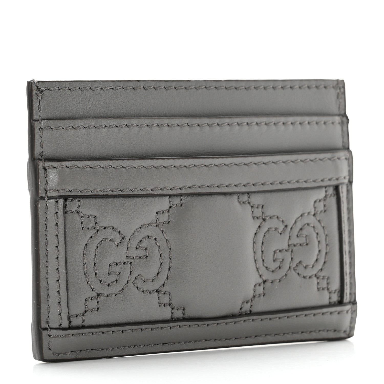 Gucci Calfskin GG Matelasse Card Holder Dusty Grey 3 of 6