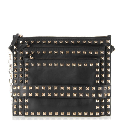 Valentino Garavani Vitello Rockstud Triple Zip Crossbody Bag Black 1 of 6