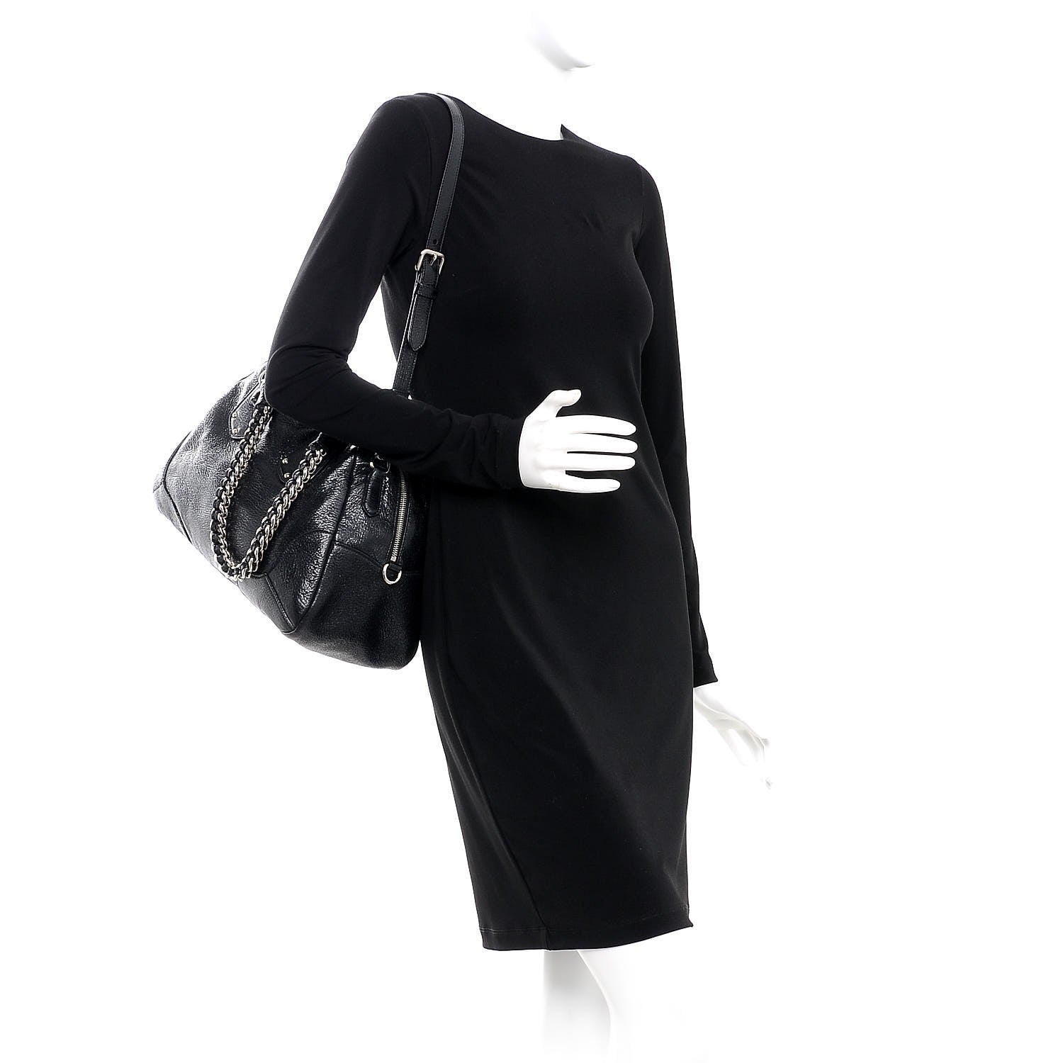 Prada Cervo Lux Chain Shoulder Bag Black 2 of 7