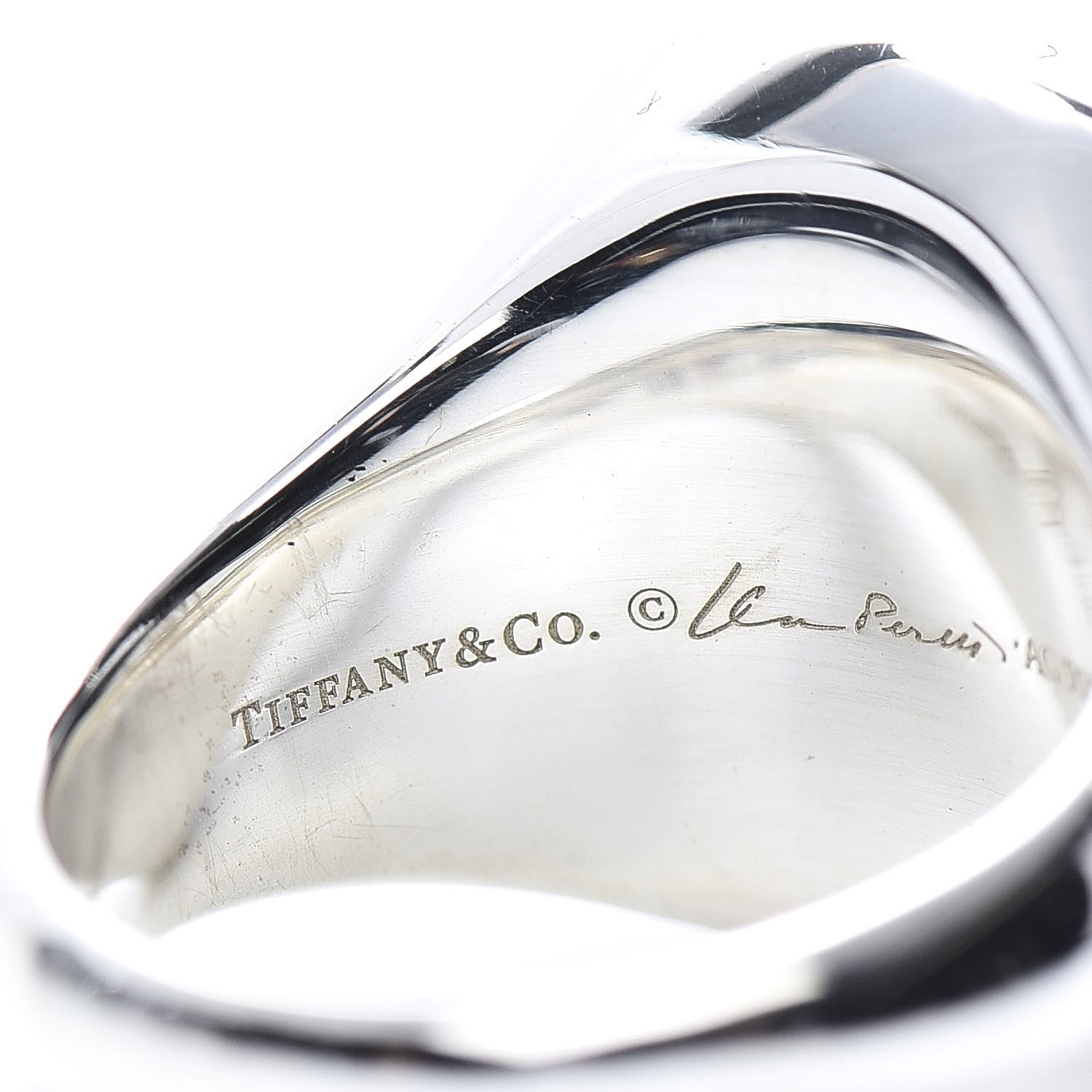 Tiffany Sterling Silver Crystal Elsa Peretti Cabochon Ring 49 5 5 of 6