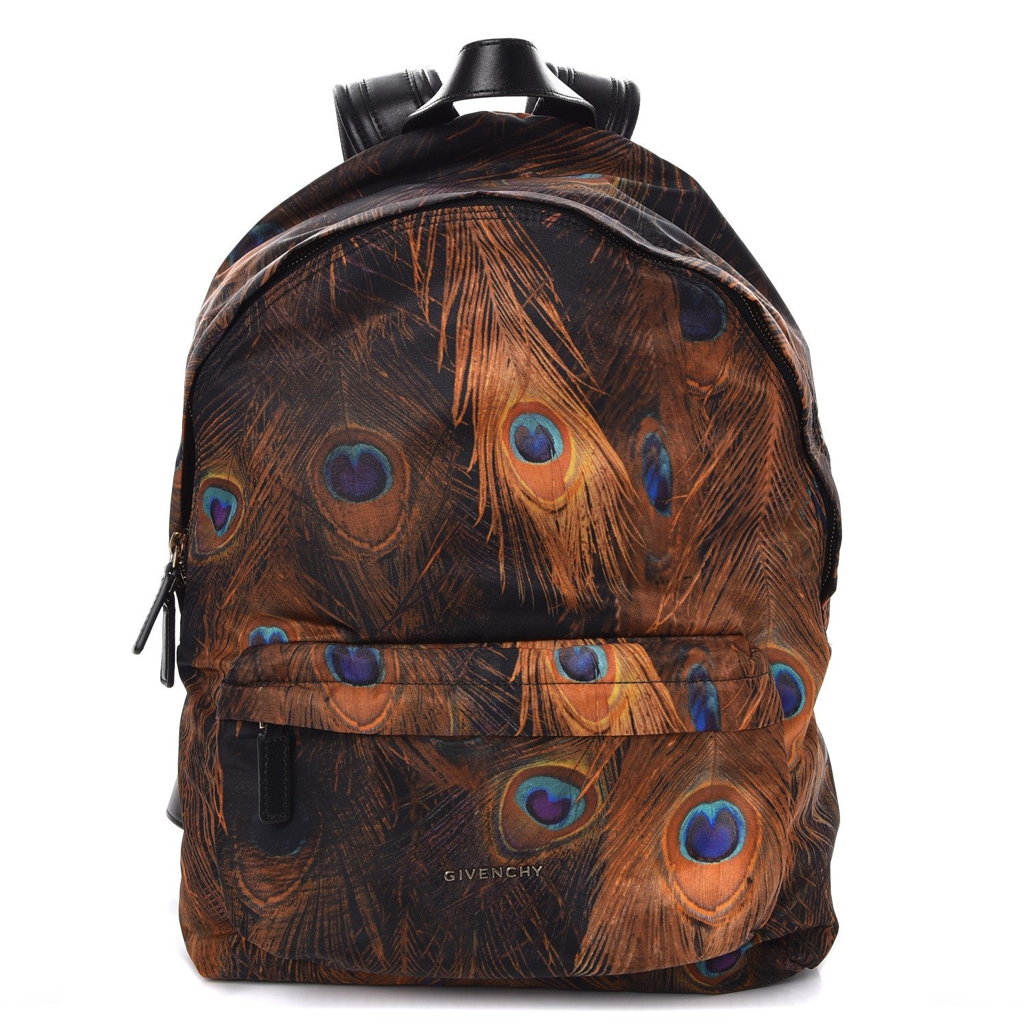 Givenchy Nylon Calfskin Peacock Print Backpack Brown 1 of 7