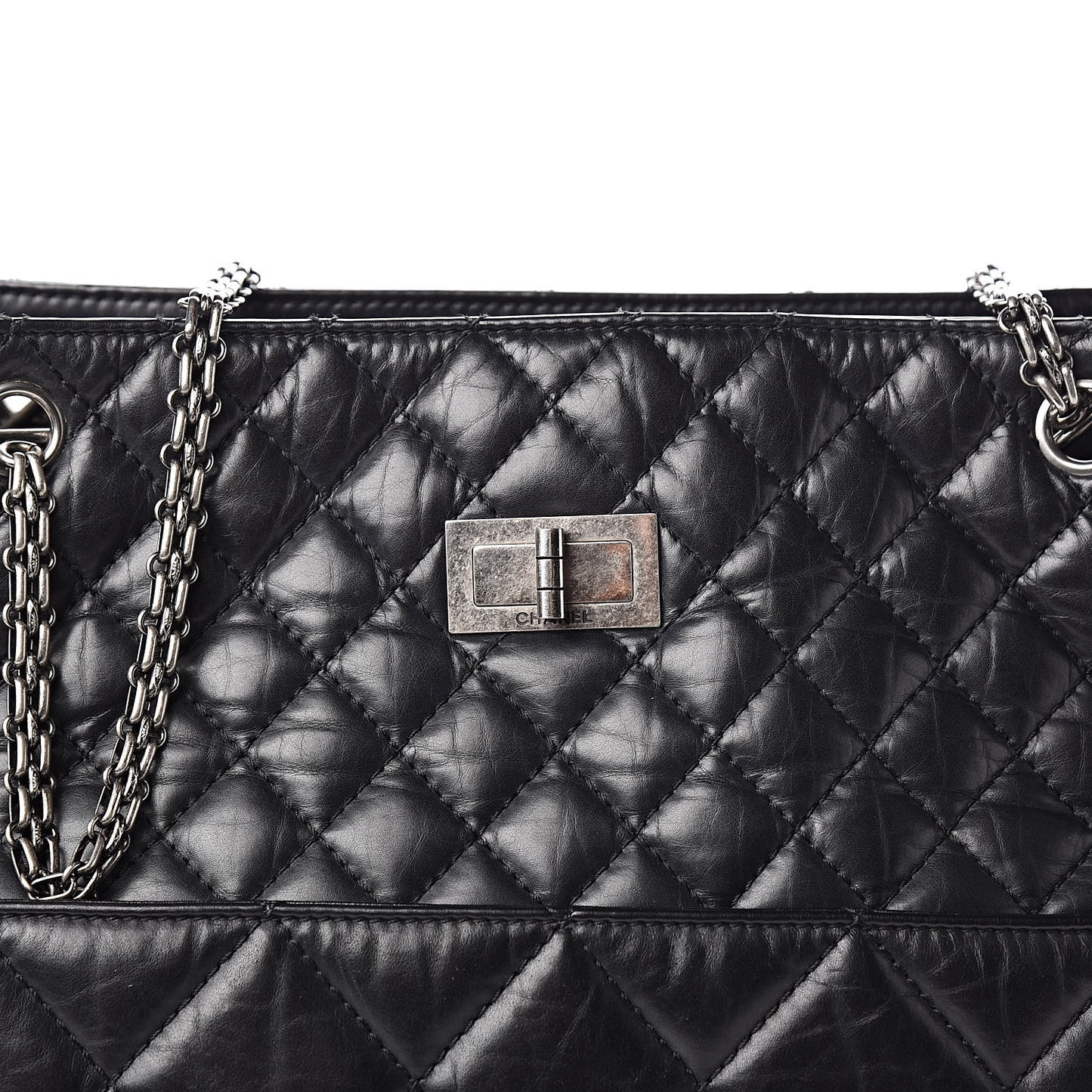 Aged Calfskin Quilted Reissue 2.55 Tote Black