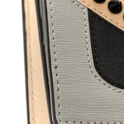 Fendi Vitello Elite Monster Eyes Studded Tube Wallet on Chain Grey Powder Cuoio Bubblegum 12 of 13