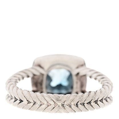 David Yurman Sterling Silver Diamond Hampton Blue Topaz 7mm Petite Albion Ring 52 6 4 of 5
