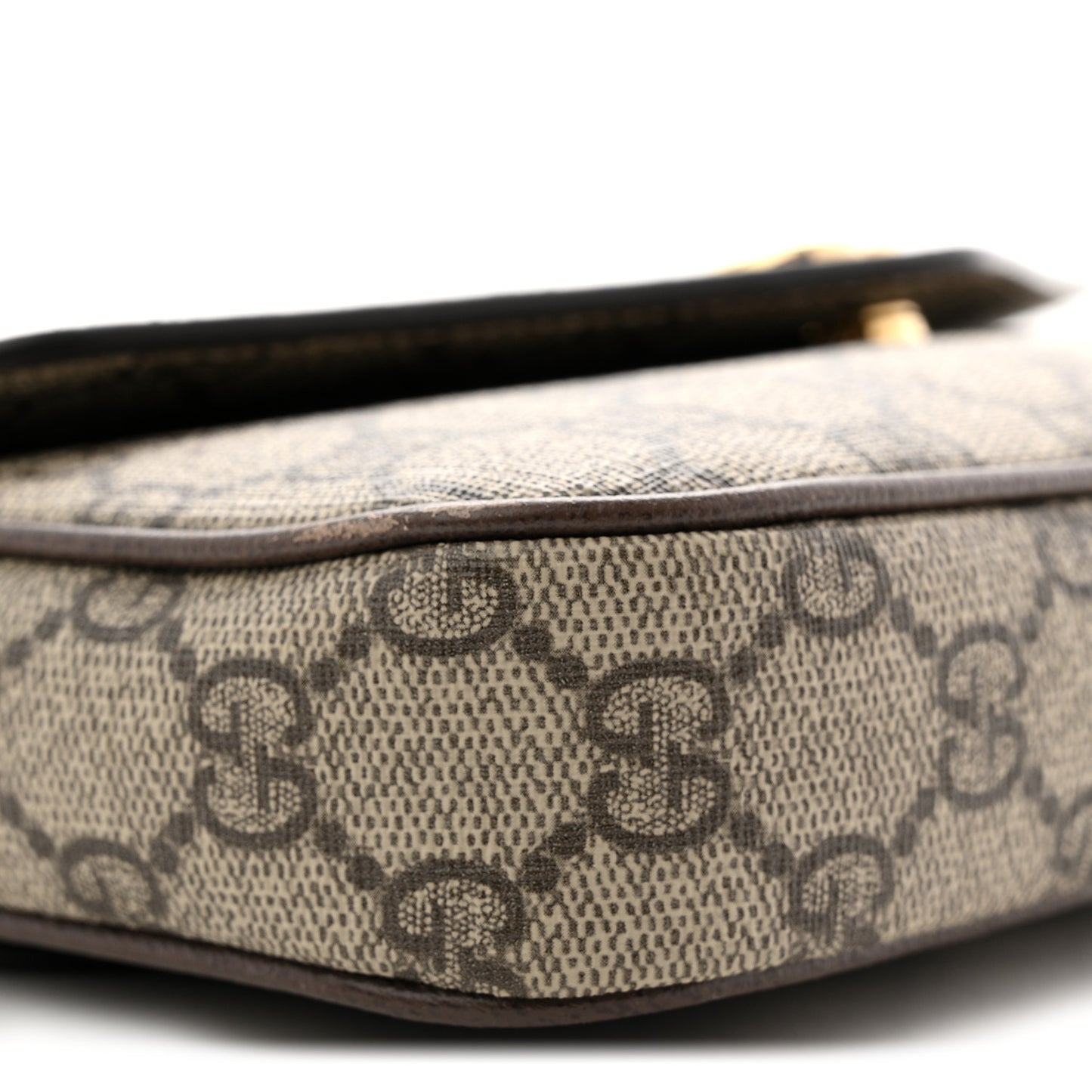 GG Supreme Monogram Textured Dollar Calfskin Web Mini Ophidia Envelope Shoulder Bag Beige Ebony