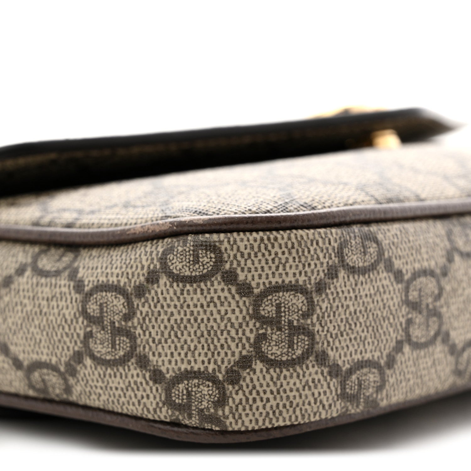 Gucci GG Supreme Monogram Textured Dollar Calfskin Web Mini Ophidia Envelope Shoulder Bag Beige Ebony 9 of 11