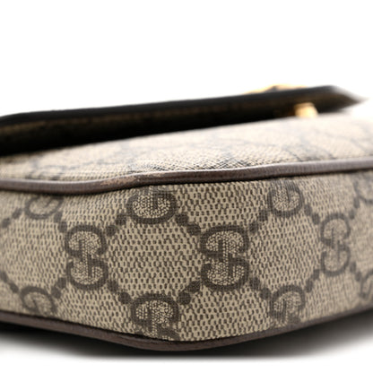 Gucci GG Supreme Monogram Textured Dollar Calfskin Web Mini Ophidia Envelope Shoulder Bag Beige Ebony 9 of 11
