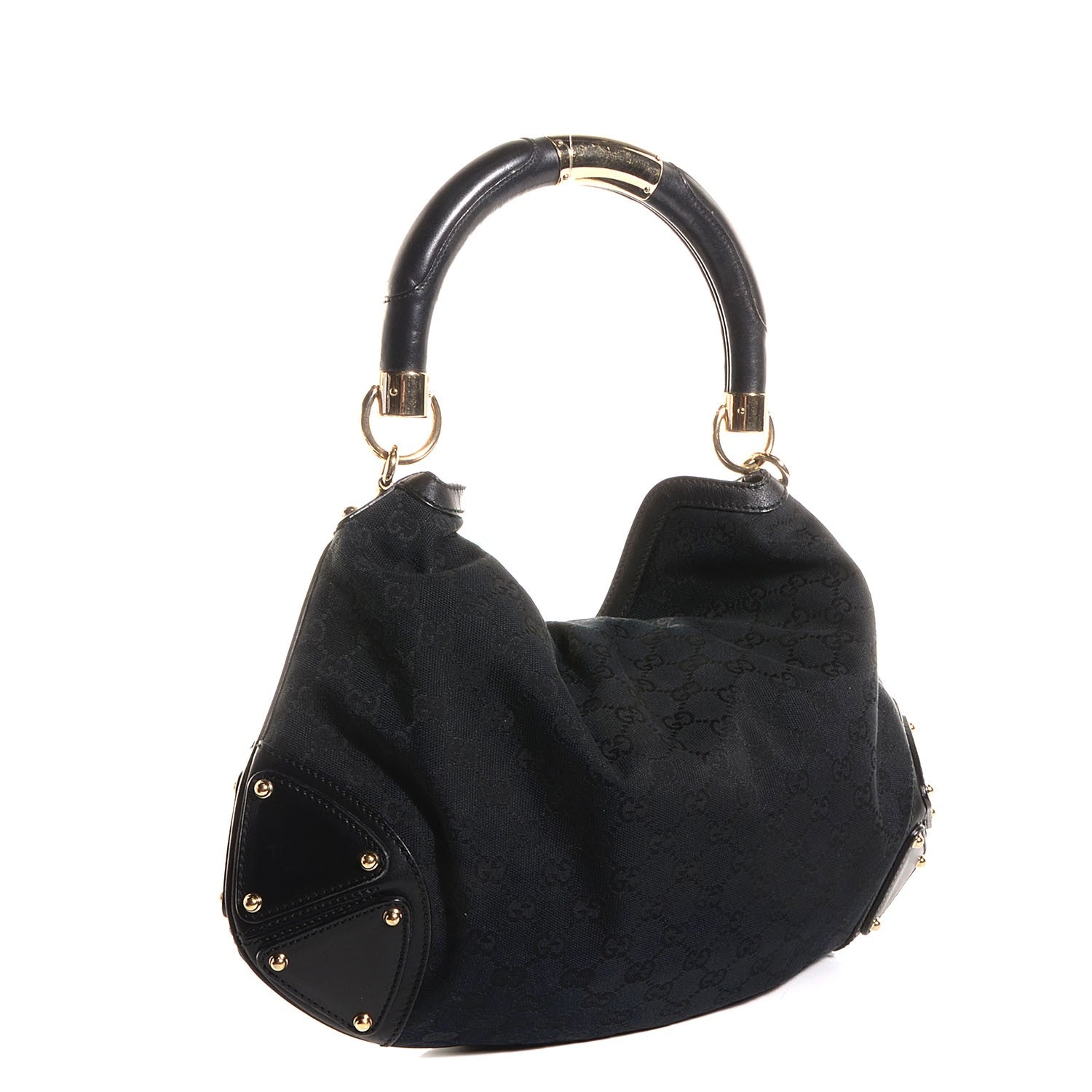 Gucci Monogram Medium Indy Top Handle Hobo Black 3 of 9