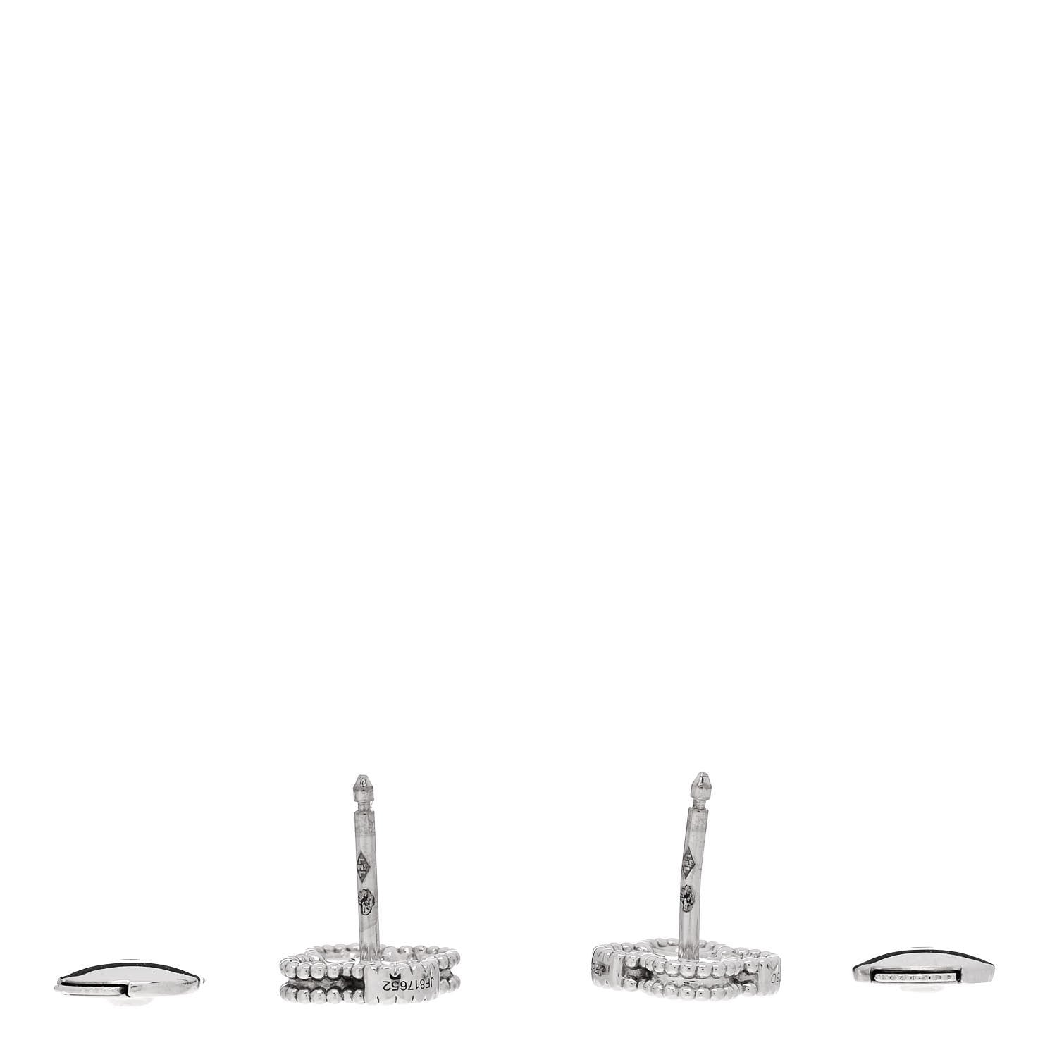 Van Cleef & Arpels 18K White Gold Diamond Sweet Alhambra Earrings 3 of 6