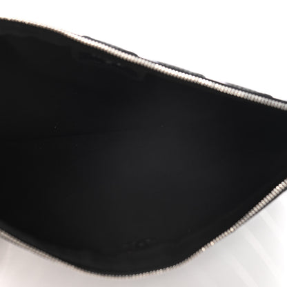 Chanel Lambskin Metallic Chevron Zip Pouch Black Silver 5 of 9