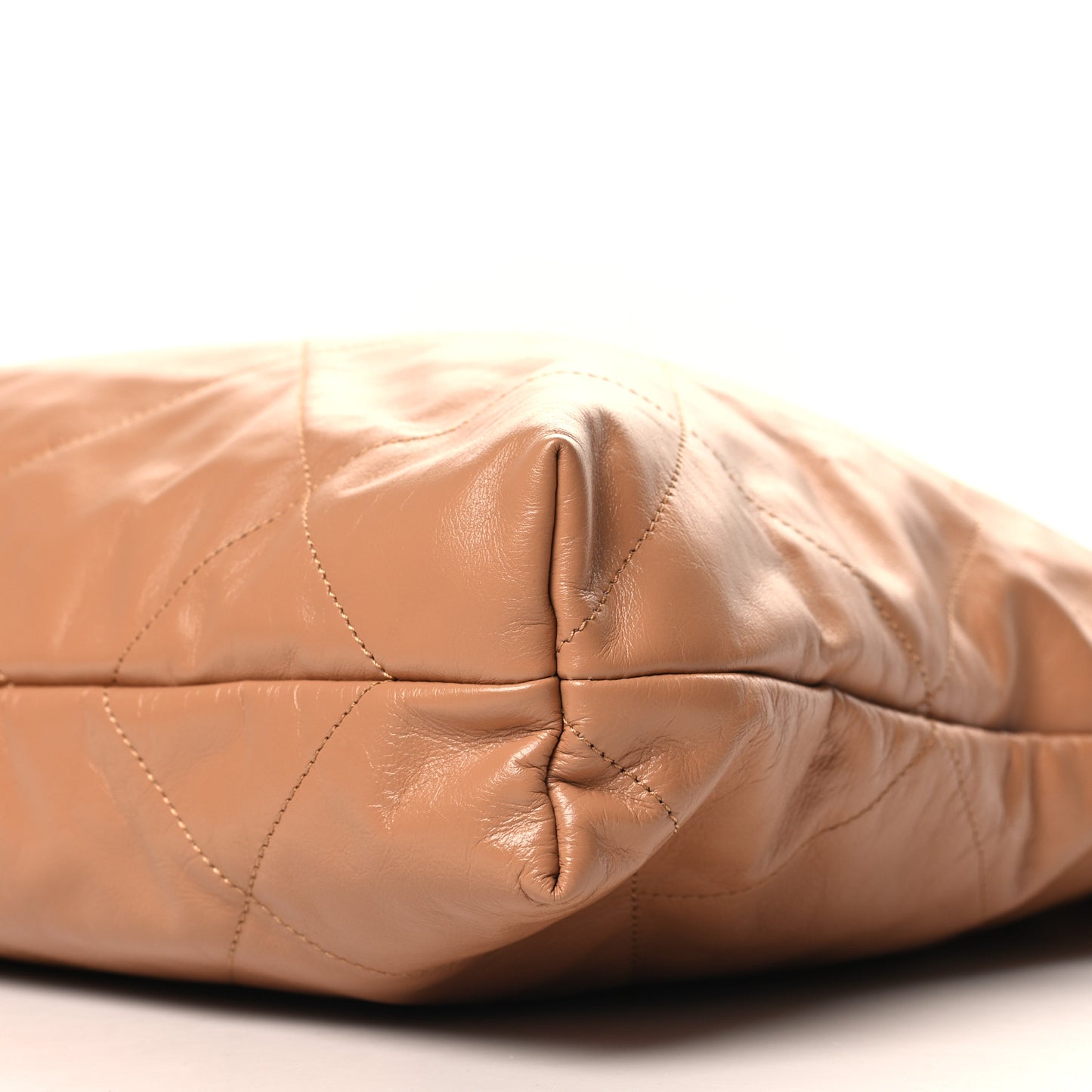 Shiny Calfskin Quilted Chanel 22 Beige