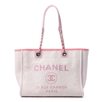 Chanel Woven Straw Raffia Small Deauville Tote Pink 1 of 9