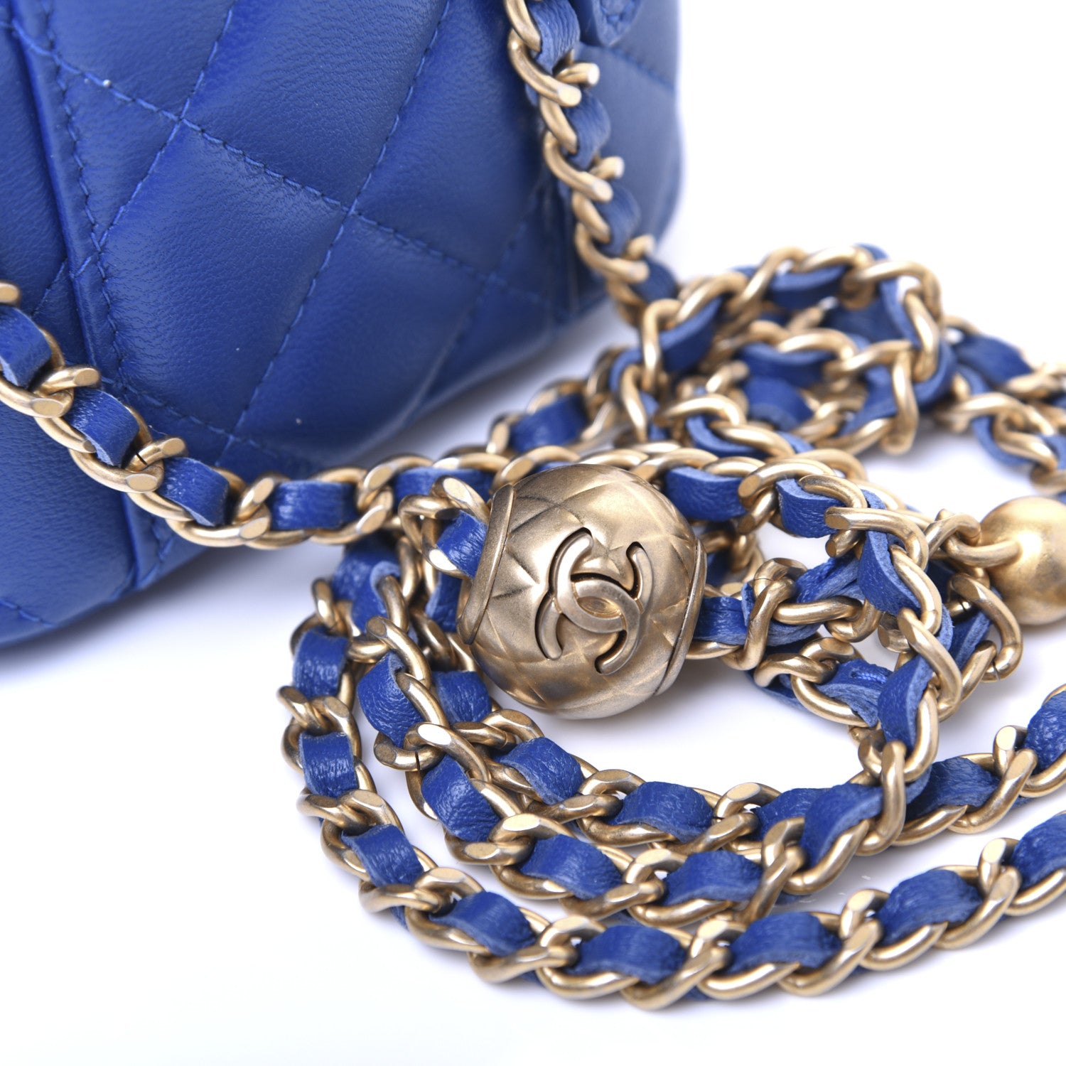 Chanel Lambskin Quilted Pearl Crush Mini Vanity Case With Chain Blue 11 of 12