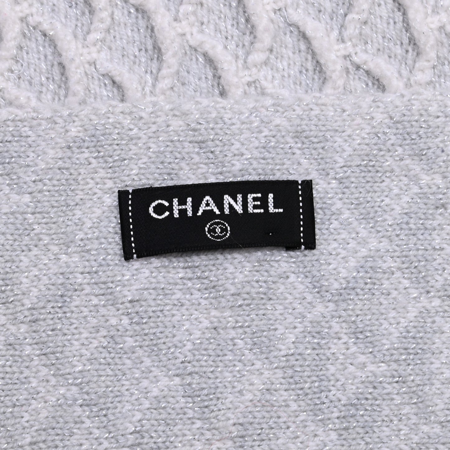 Wool CC Scarf Grey Ivory