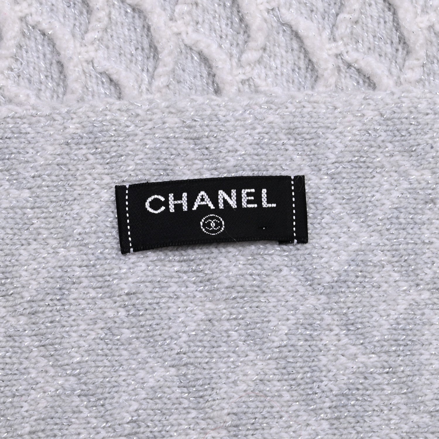 Chanel Wool CC Scarf Grey Ivory 4 of 4