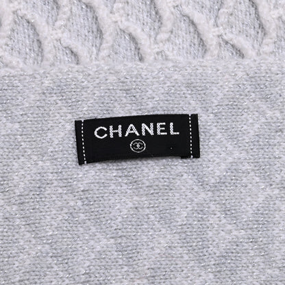 Chanel Wool CC Scarf Grey Ivory 4 of 4