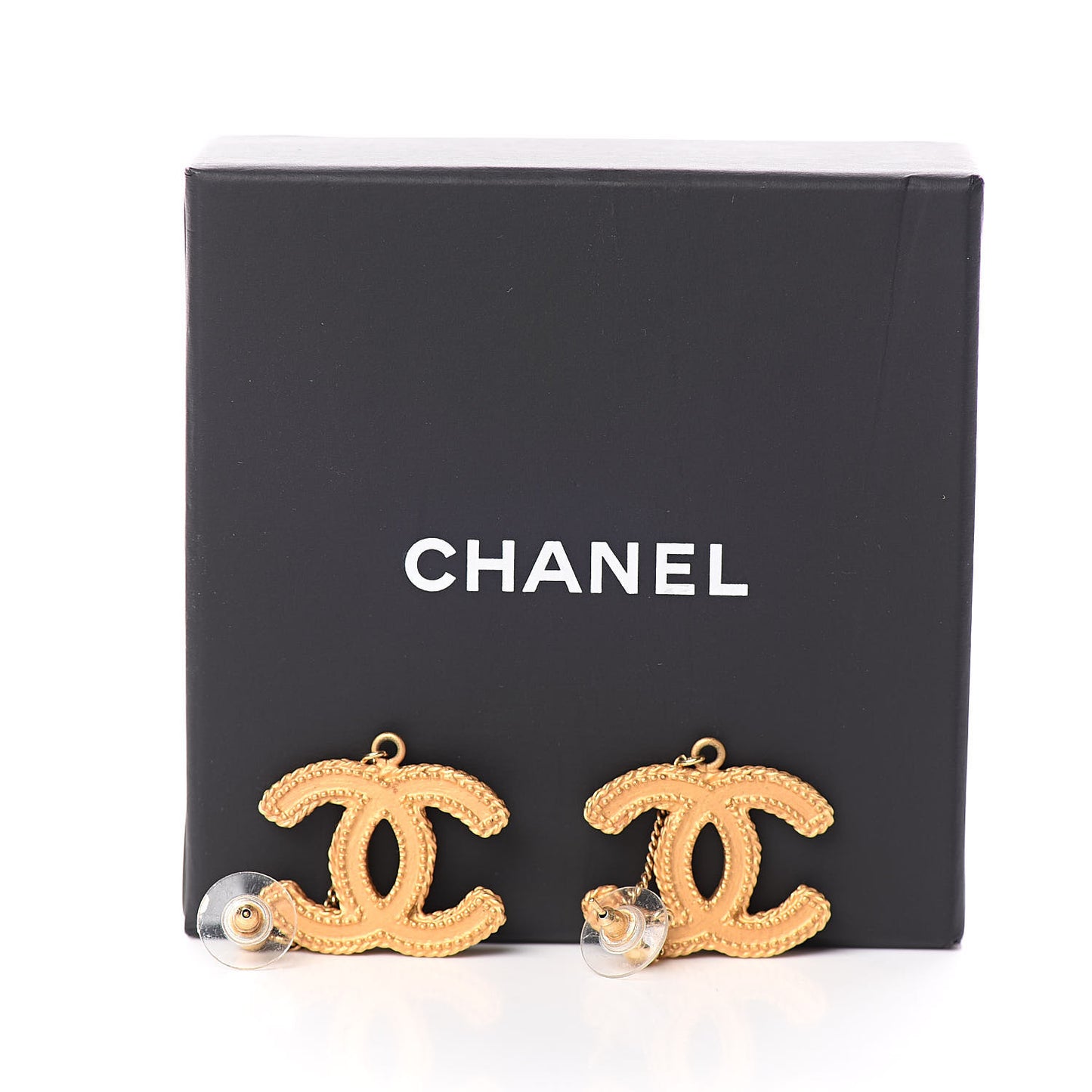 CC Drop Earrings Matte Gold