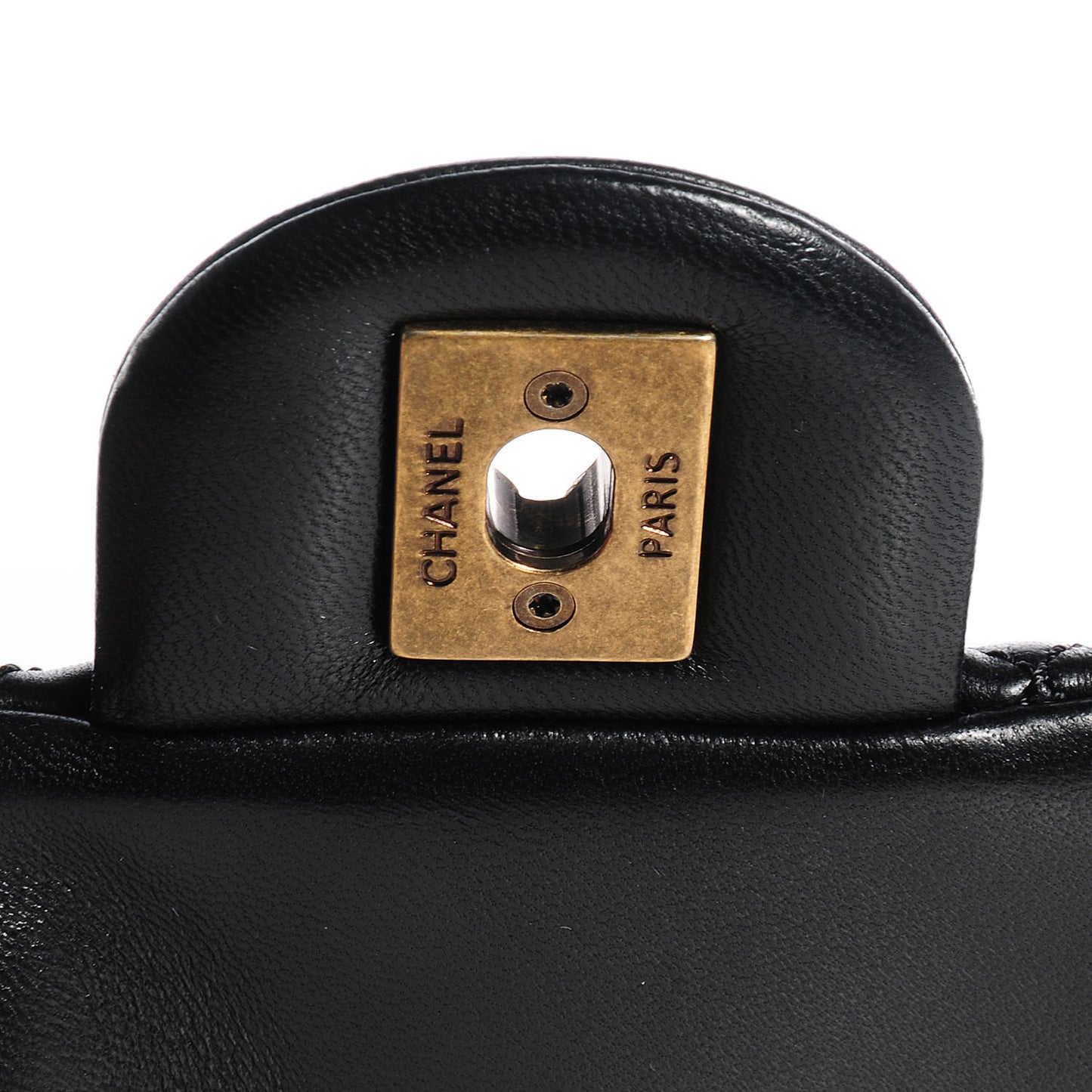 Lambskin Small Grocery By Flap Black