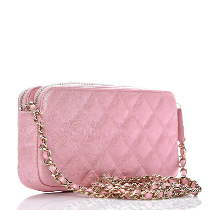 Chanel Iridescent Caviar Quilted Clutch With Chain Rose 3 of 13