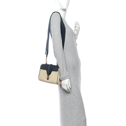 Celine Canvas Calfskin Teen Soft 16 Shoulder Bag Vanilla Navy 2 of 14