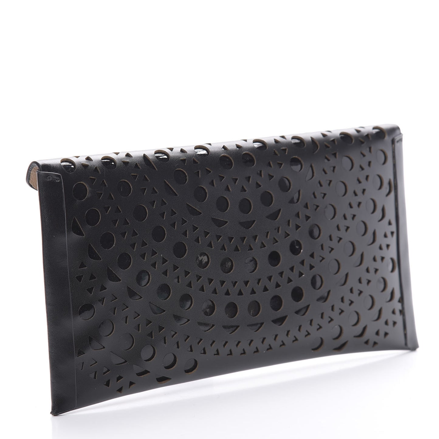 Calfskin Laser Cut Envelope Clutch Black