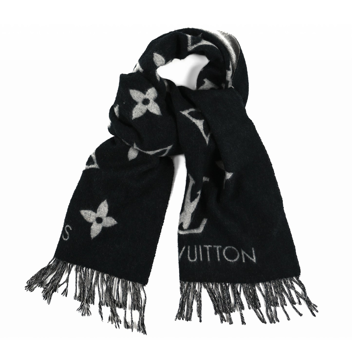 Cashmere Monogram Reykjavik Scarf Black
