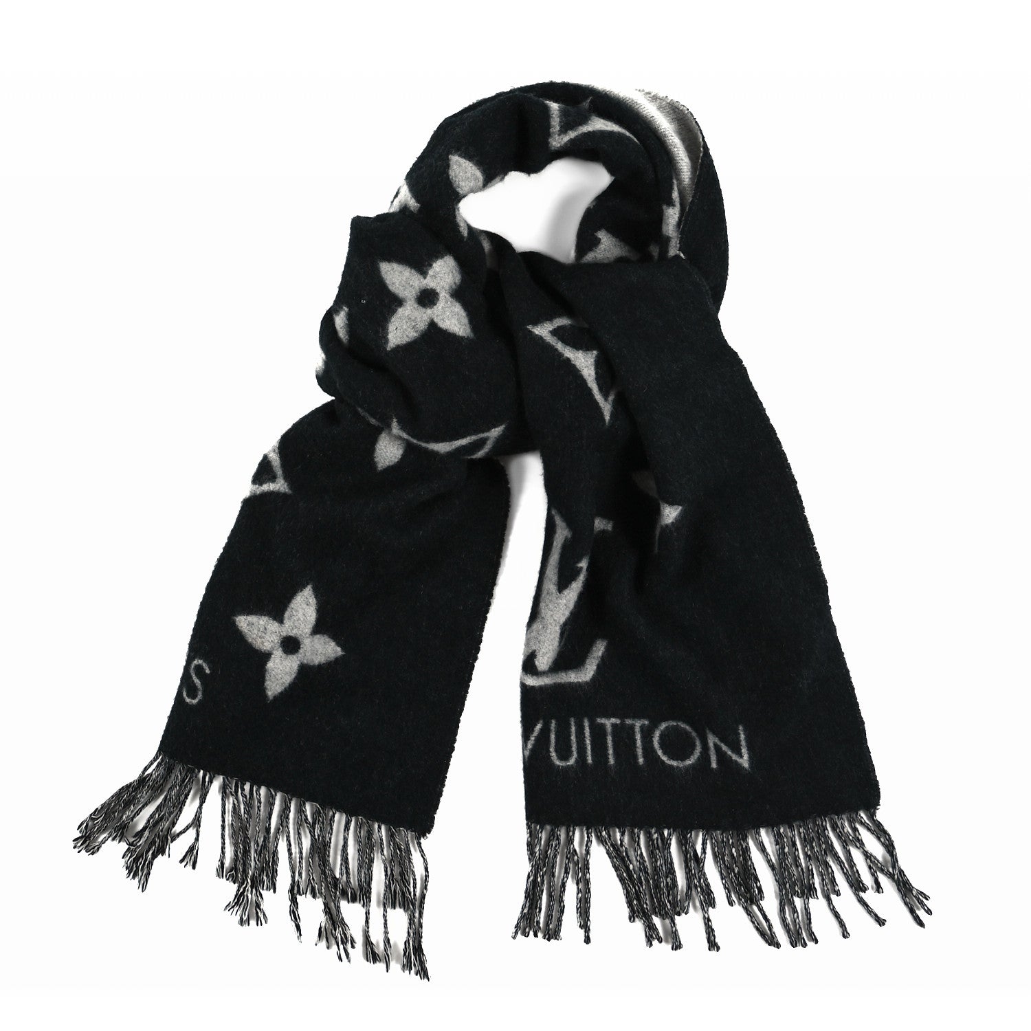 Louis Vuitton Cashmere Monogram Reykjavik Scarf Black 1 of 6