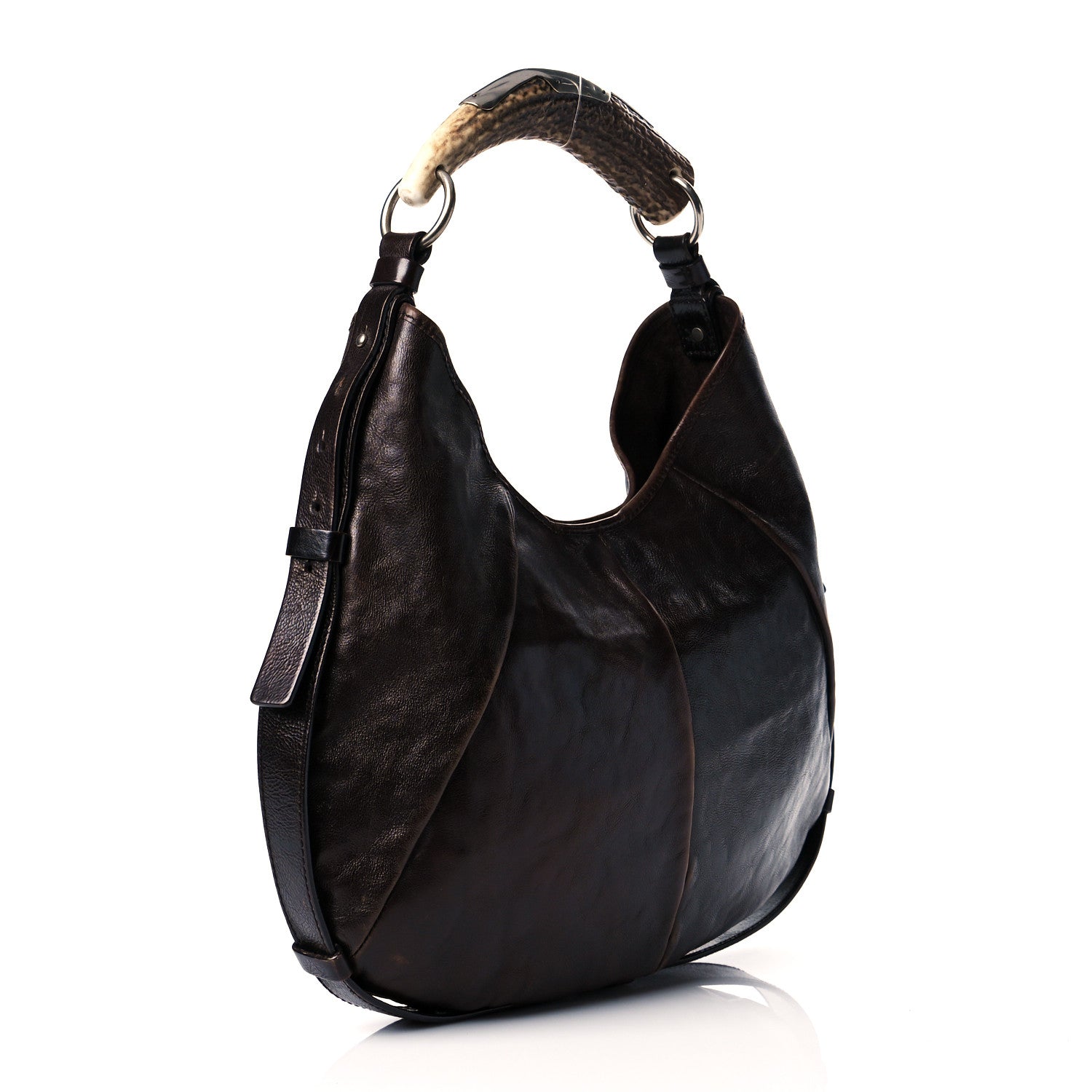 Saint Laurent Buffalo Leather Medium Mombasa Horn Bag Brown 3 of 16