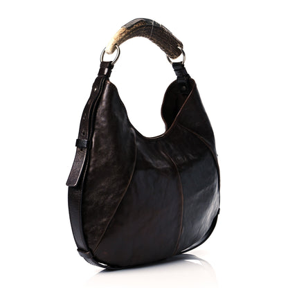 Saint Laurent Buffalo Leather Medium Mombasa Horn Bag Brown 3 of 16