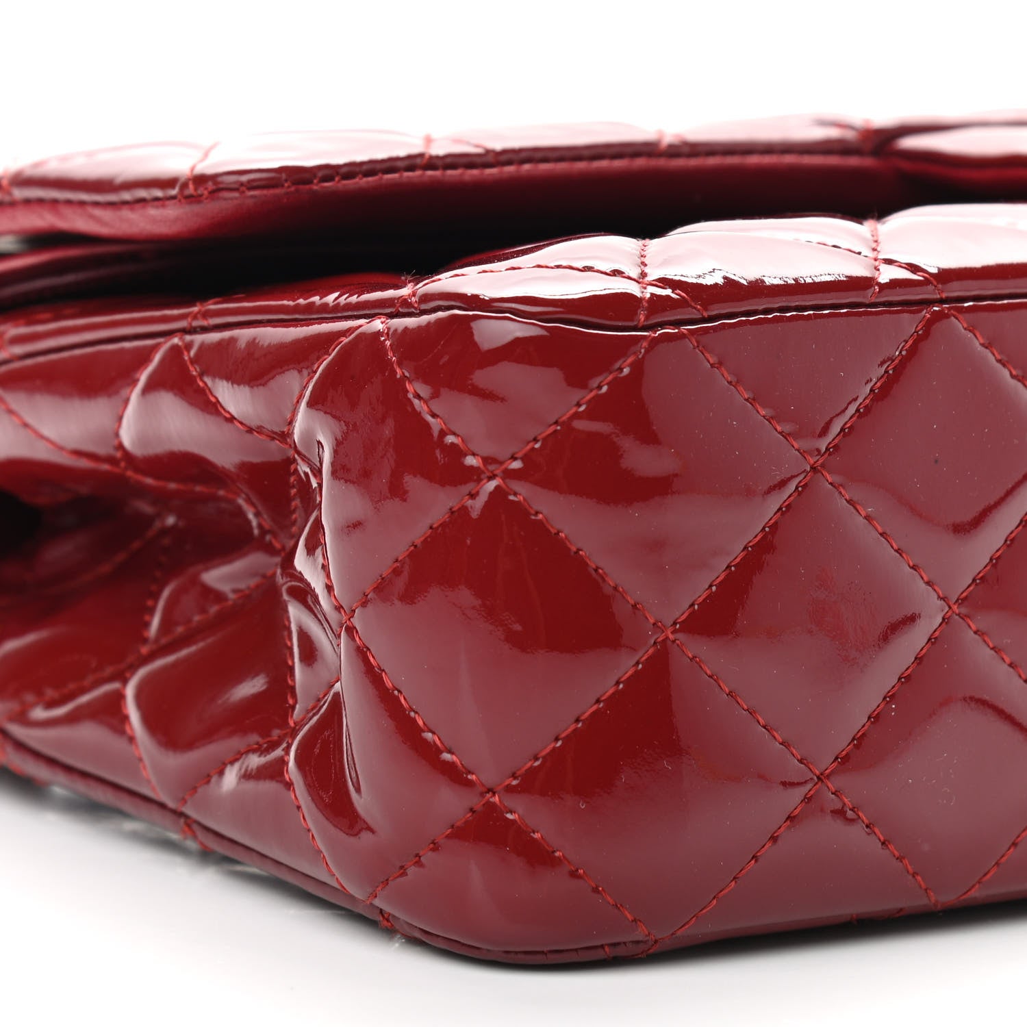 Chanel Patent Calfskin Quilted Medium Double Flap Dark Red 9 of 14