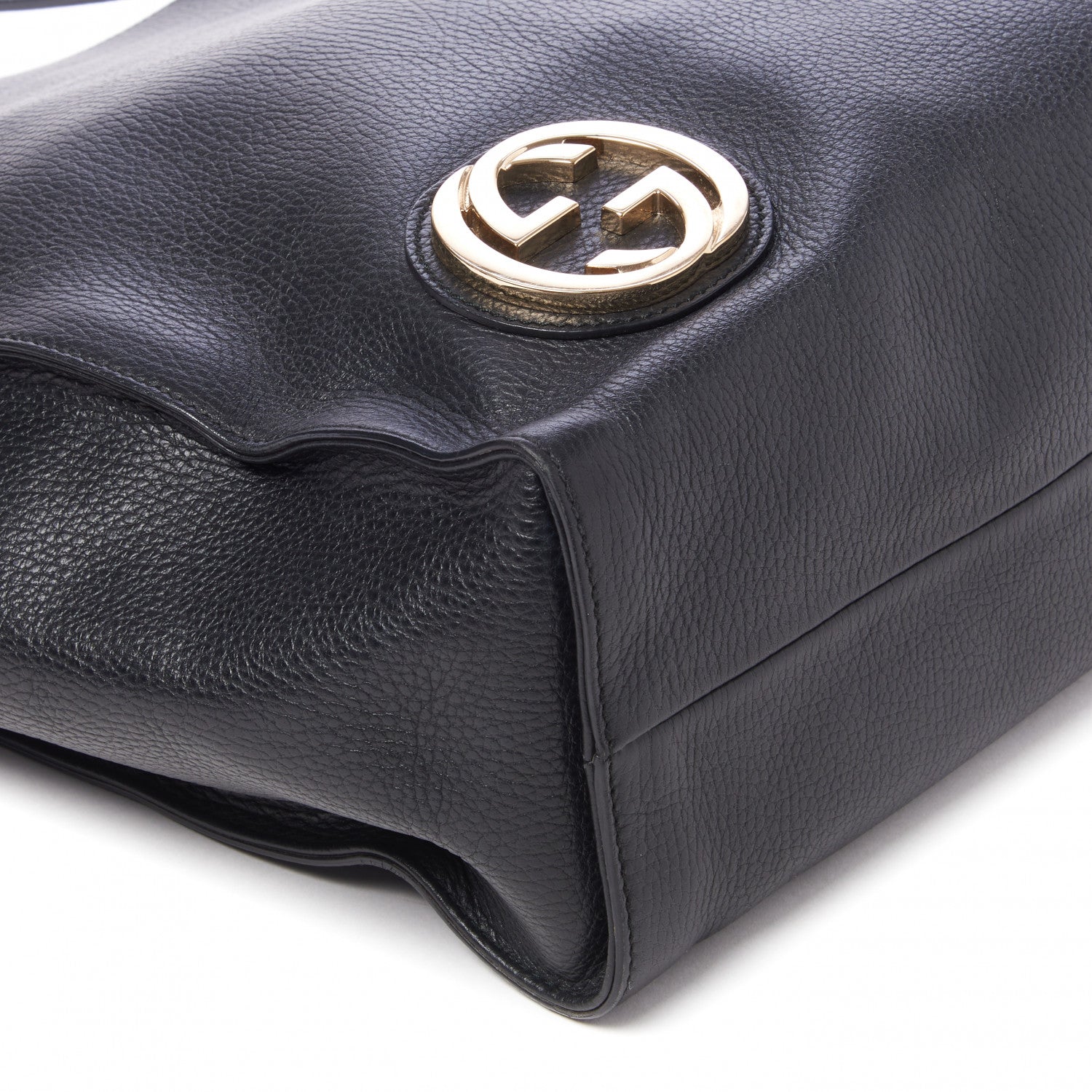 Gucci Dollar Calfskin Interlocking G Tote Black 5 of 8