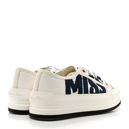 Christian Dior Canvas Embroidered Miss Dior Graffiti Walk'N'Dior Platform Sneakers 37 White Deep Blue 5 of 8