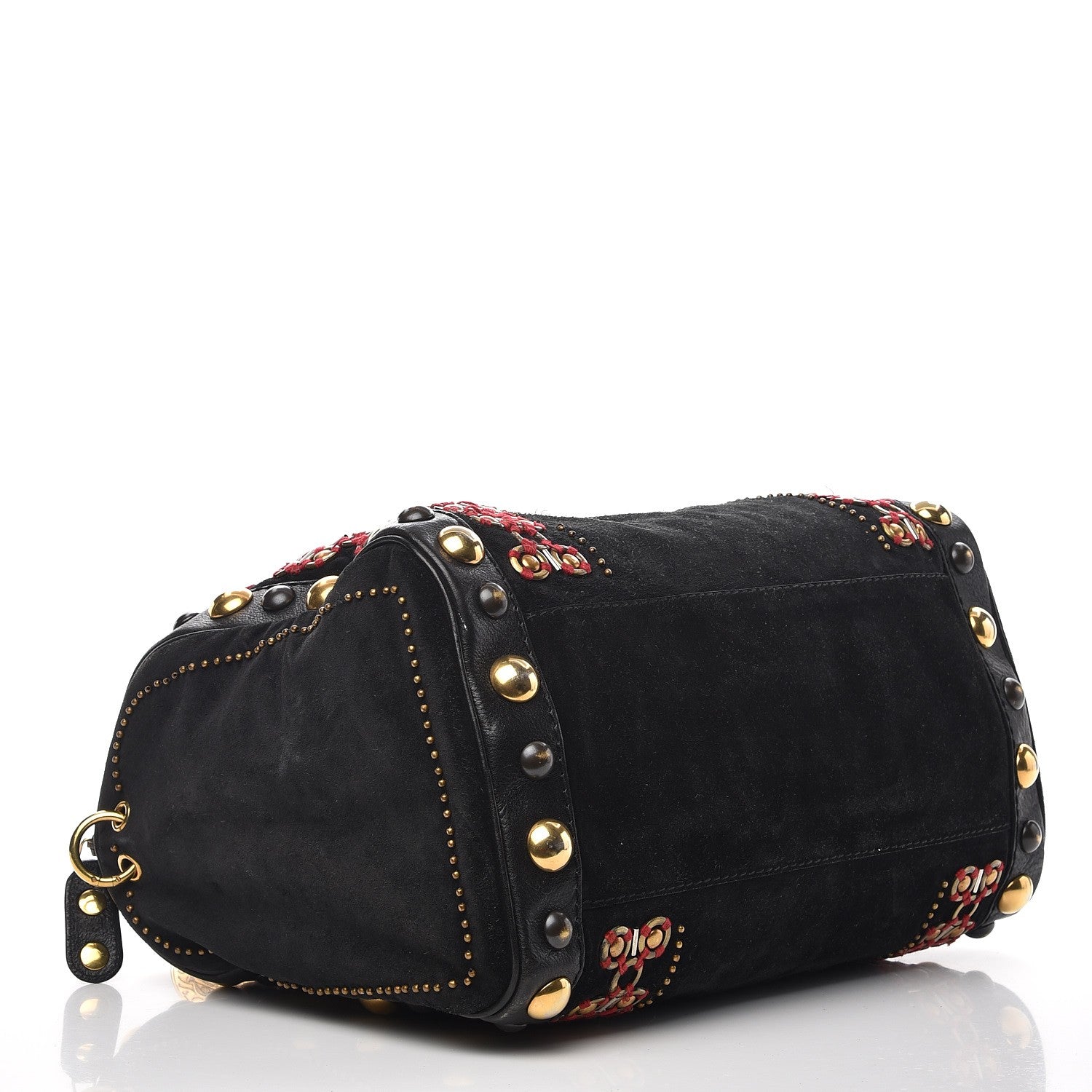 Gucci Suede Calfskin Large Babouska Studded Boston Black 4 of 15