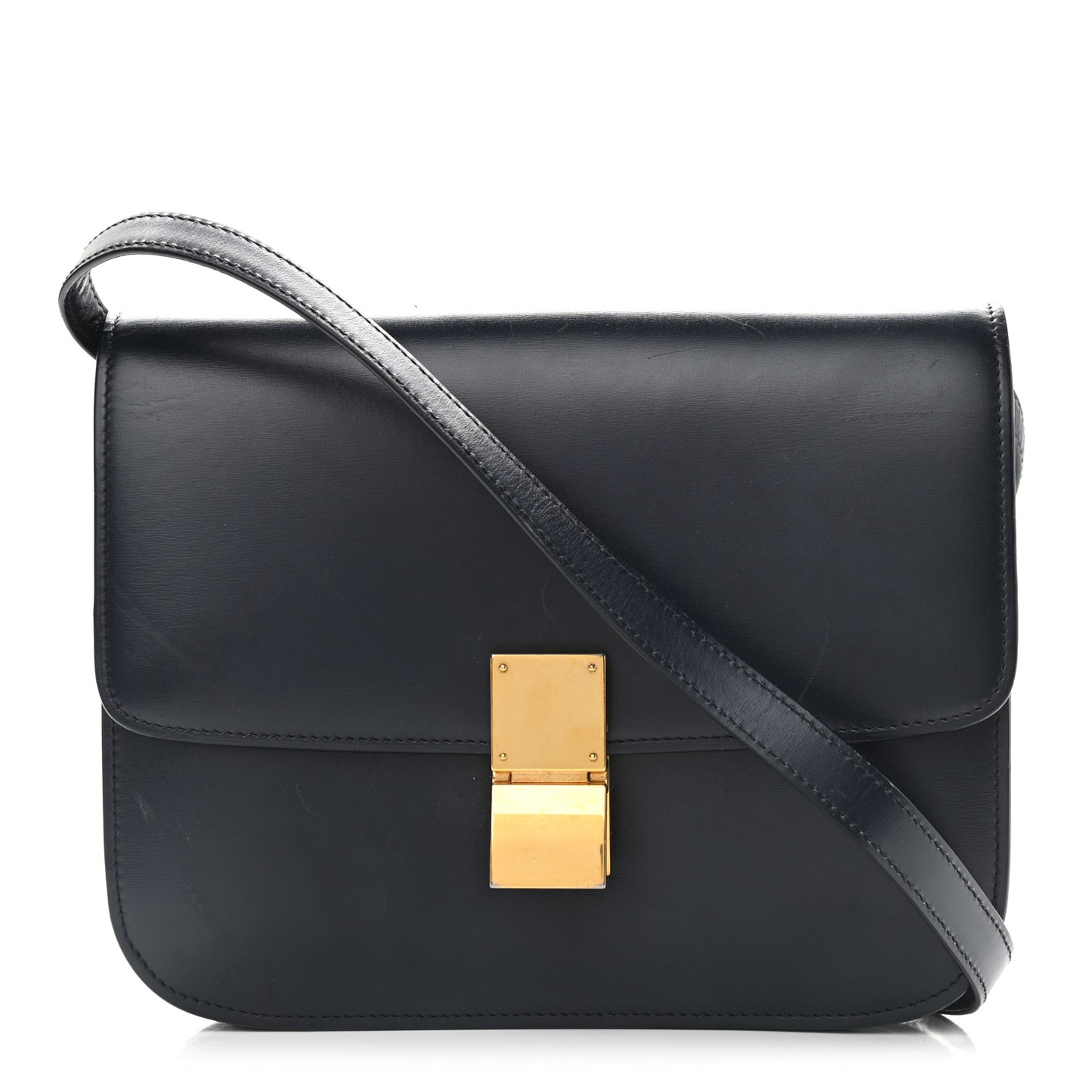 Box Calfskin Medium Classic Box Flap Bag Navy