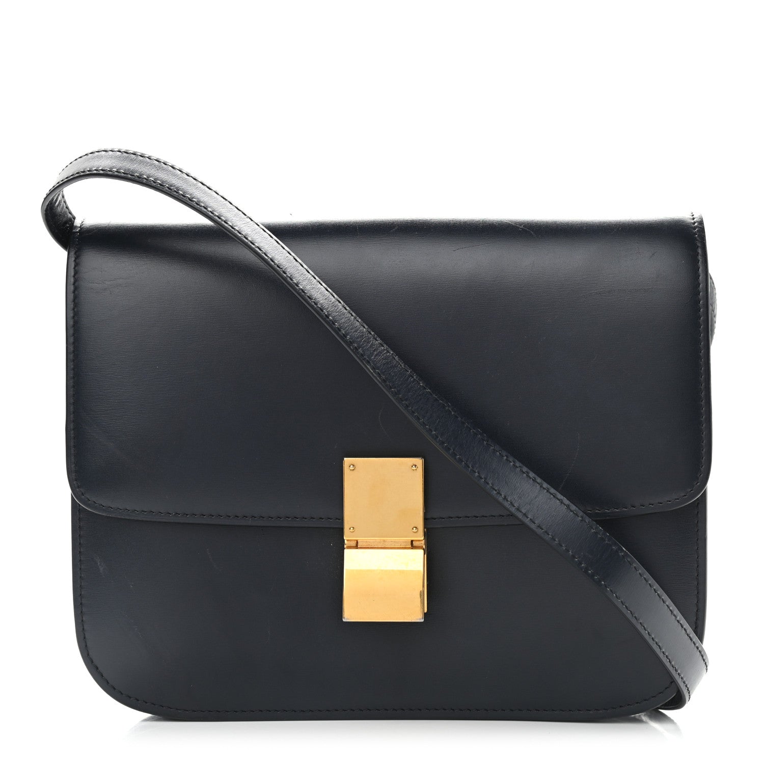 Celine Box Calfskin Medium Classic Box Flap Bag Navy 1 of 13