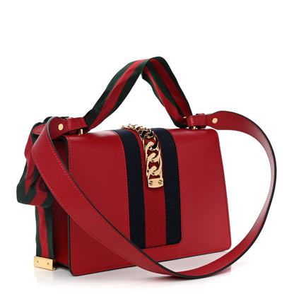 Gucci Calfskin Small Sylvie Shoulder Bag Hibiscus Red 3 of 11